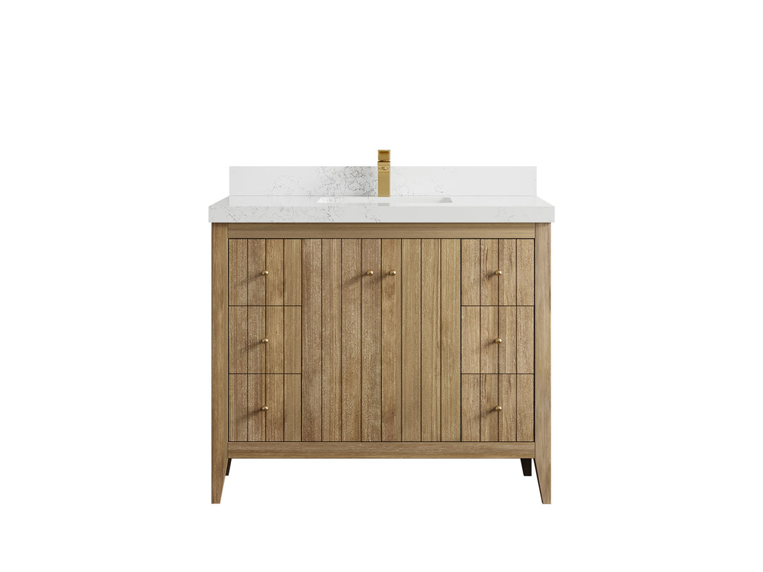 Atlanta Teak Wood 42 in. W x 22 in. D Single Sink Bathroom Vanity