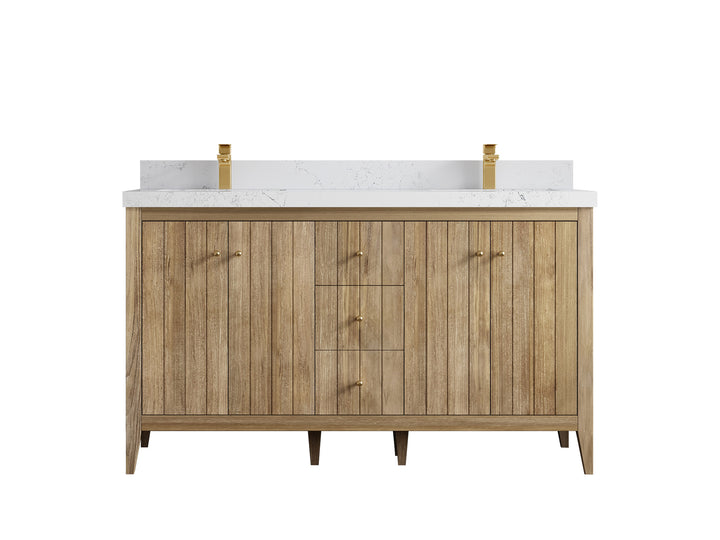 Atlanta Teak Wood 60 in. W x 22 in. D Double Sink Bathroom Vanity - photo 31