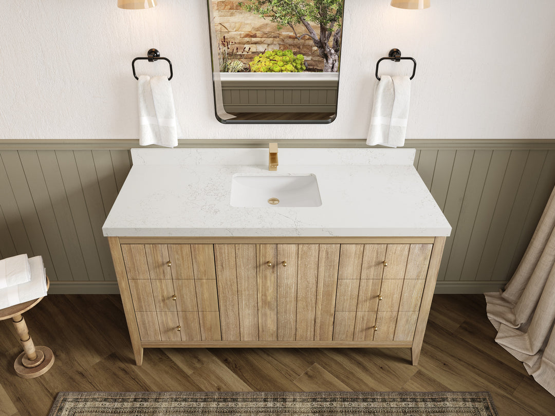 Atlanta Teak Wood 60 in. W x 22 in. D Single Sink Bathroom Vanity