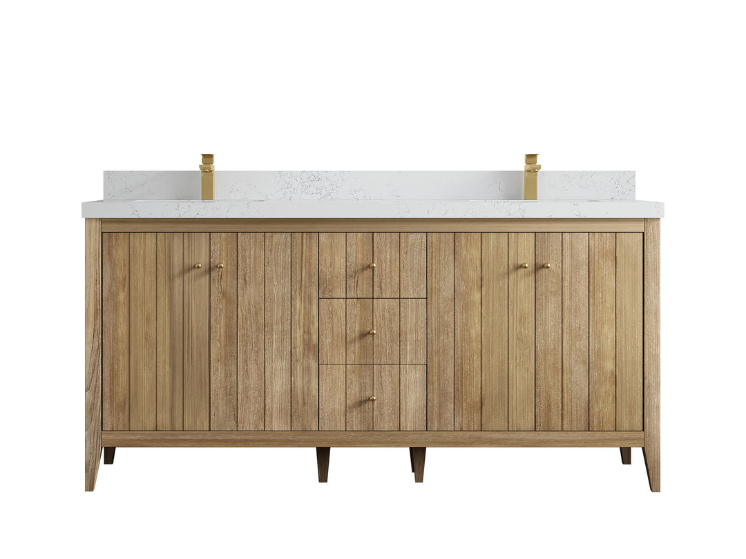Atlanta Teak Wood 72 in. W x 22 in. D Double Sink Bathroom Vanity
