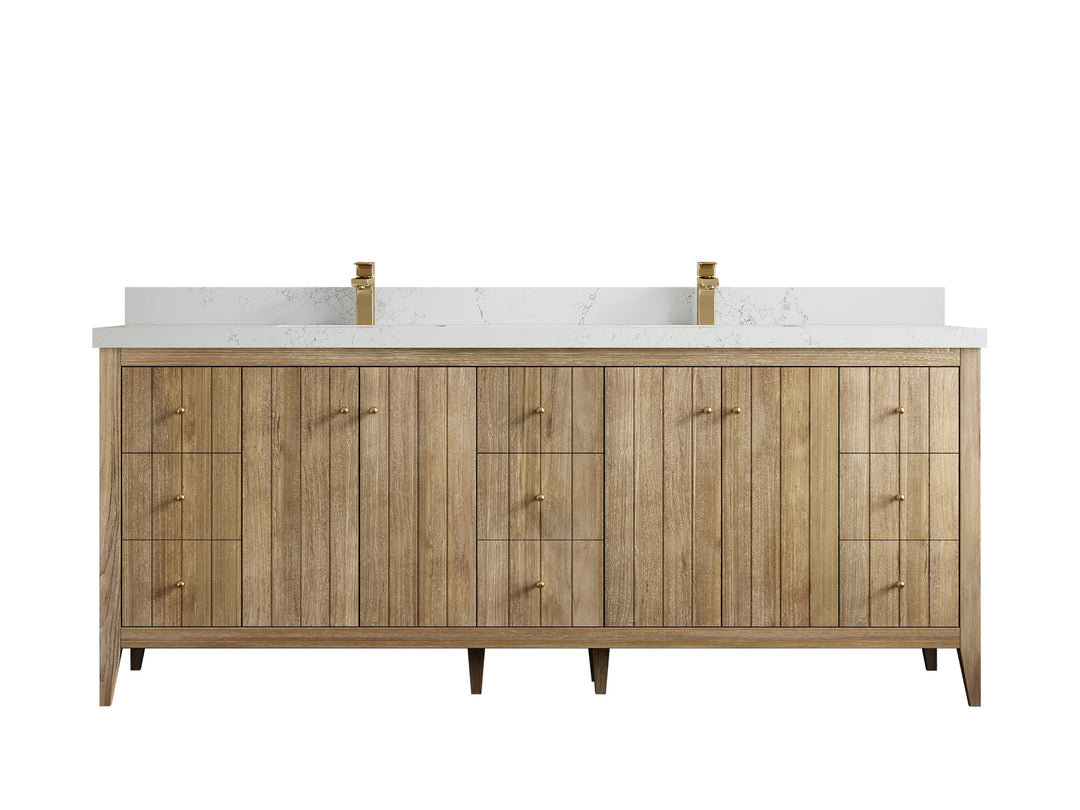 Atlanta Teak Wood 84 in. W x 22 in. D Double Sink Bathroom Vanity