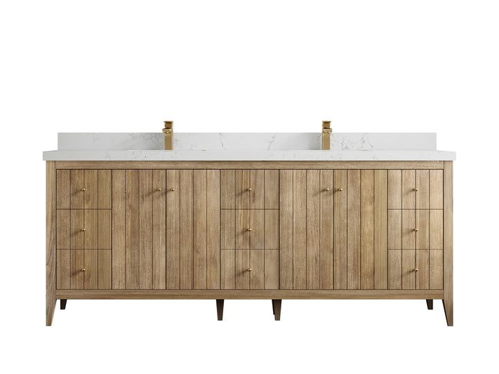 Atlanta Teak Wood 84 in. W x 22 in. D Double Sink Bathroom Vanity - photo 31