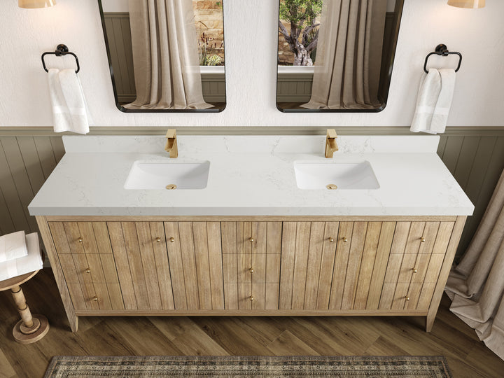 Atlanta Teak Wood 84 in. W x 22 in. D Double Sink Bathroom Vanity - photo 30