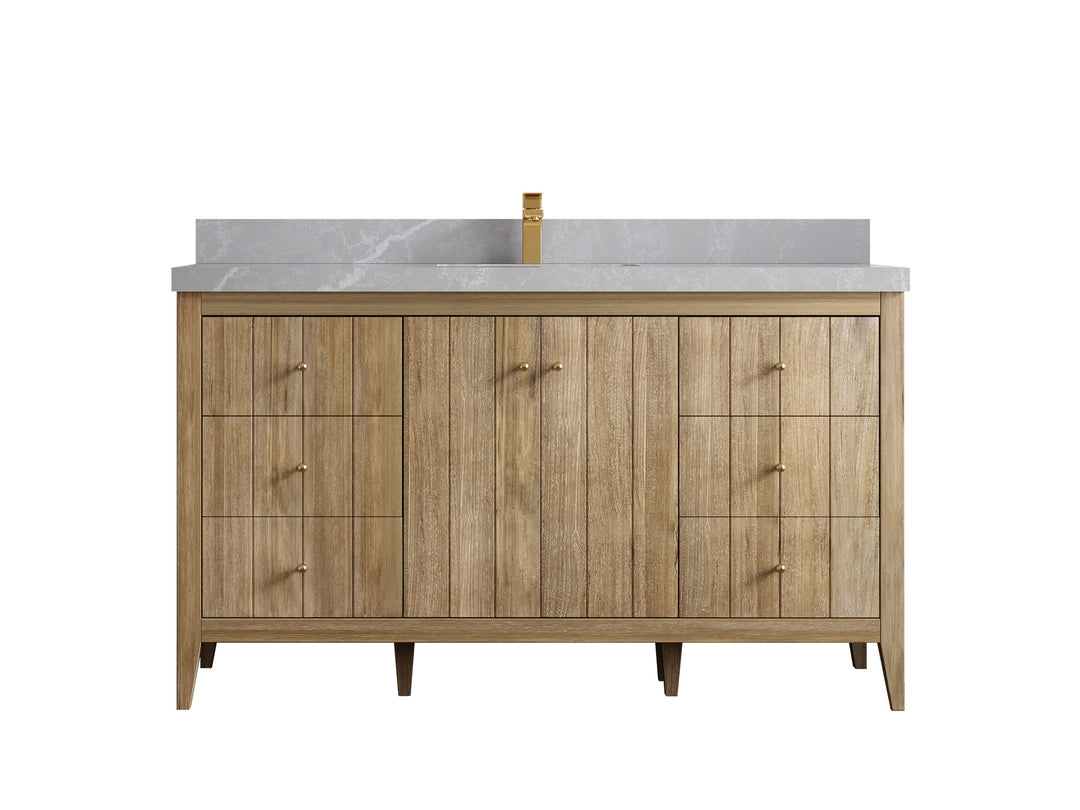 Atlanta Teak Wood 60 in. W x 22 in. D Single Sink Bathroom Vanity