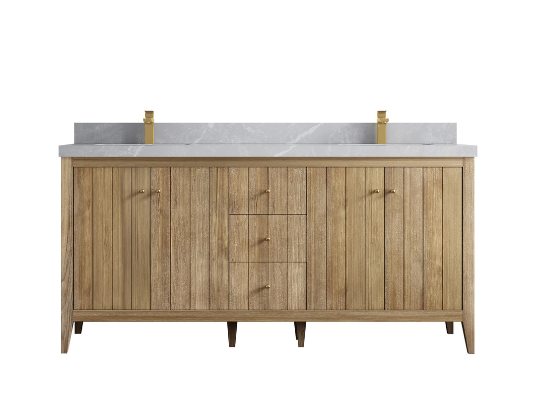 Atlanta Teak Wood 72 in. W x 22 in. D Double Sink Bathroom Vanity