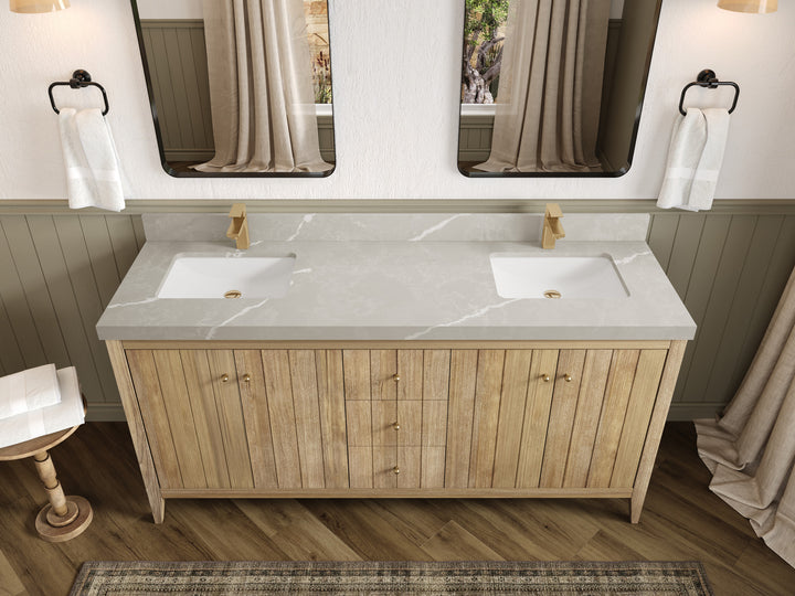 Atlanta Teak Wood 72 in. W x 22 in. D Double Sink Bathroom Vanity - photo 32