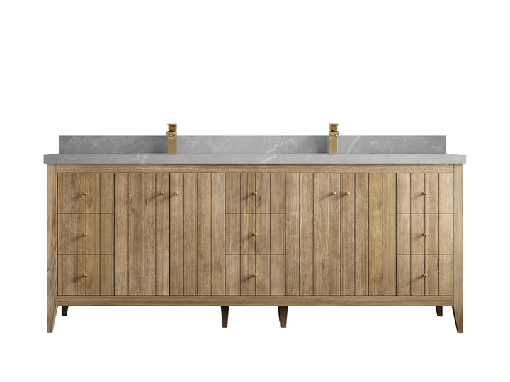 Atlanta Teak Wood 84 in. W x 22 in. D Double Sink Bathroom Vanity - photo 33