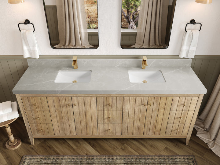 Atlanta Teak Wood 84 in. W x 22 in. D Double Sink Bathroom Vanity - photo 32