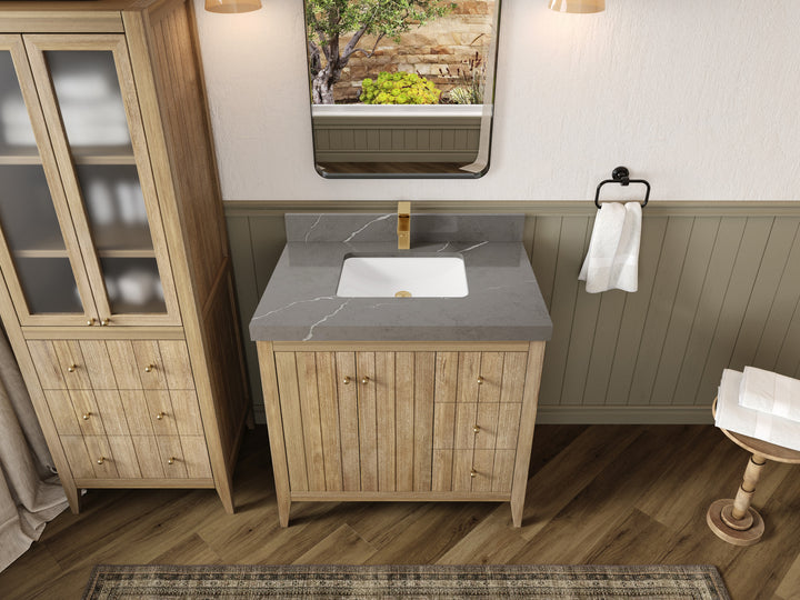 Atlanta Teak Wood 36 in. W x 22 in. D Center Sink Bathroom Vanity - photo 34