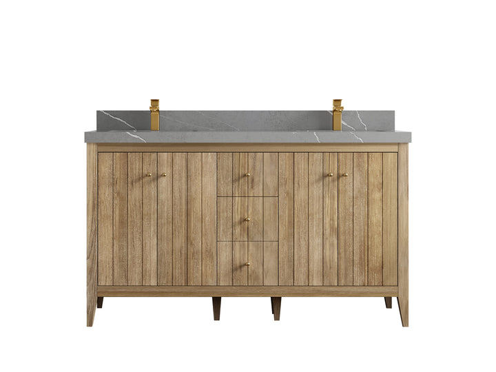 Atlanta Teak Wood 60 in. W x 22 in. D Double Sink Bathroom Vanity - photo 35