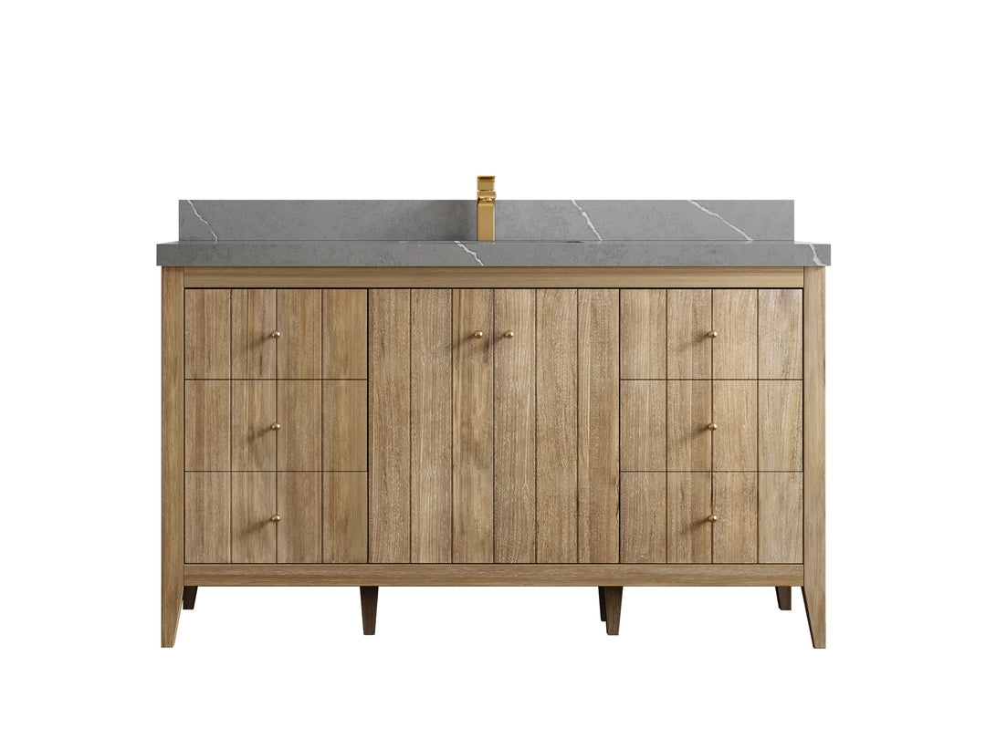 Atlanta Teak Wood 60 in. W x 22 in. D Single Sink Bathroom Vanity