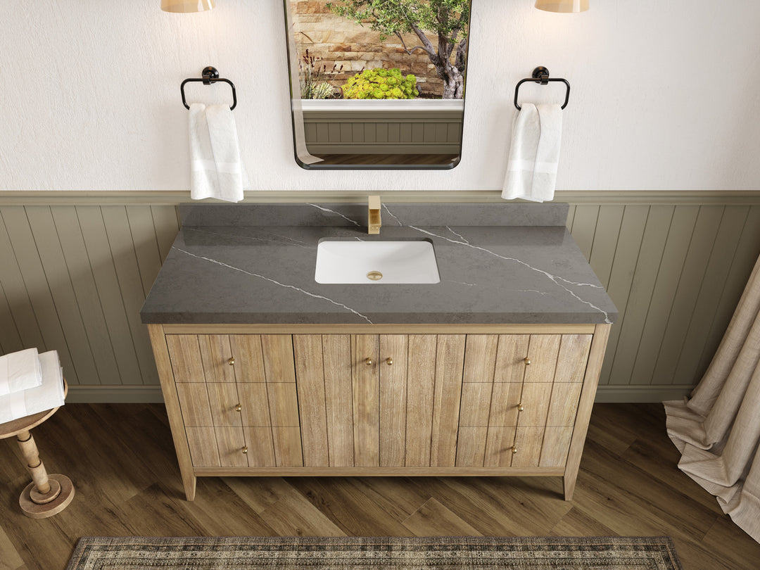 Atlanta Teak Wood 60 in. W x 22 in. D Single Sink Bathroom Vanity