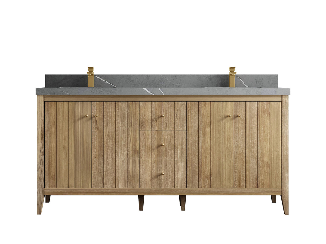 Atlanta Teak Wood 72 in. W x 22 in. D Double Sink Bathroom Vanity
