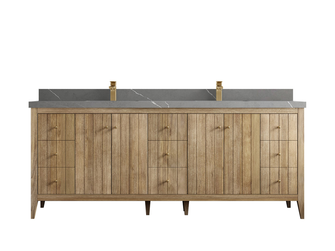 Atlanta Teak Wood 84 in. W x 22 in. D Double Sink Bathroom Vanity