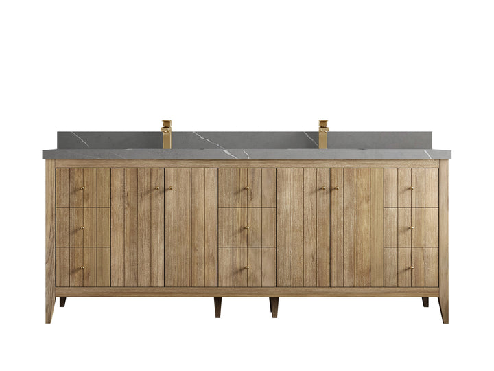 Atlanta Teak Wood 84 in. W x 22 in. D Double Sink Bathroom Vanity - photo 35