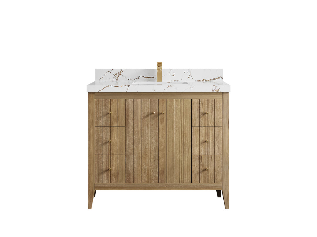 Atlanta Teak Wood 42 in. W x 22 in. D Single Sink Bathroom Vanity