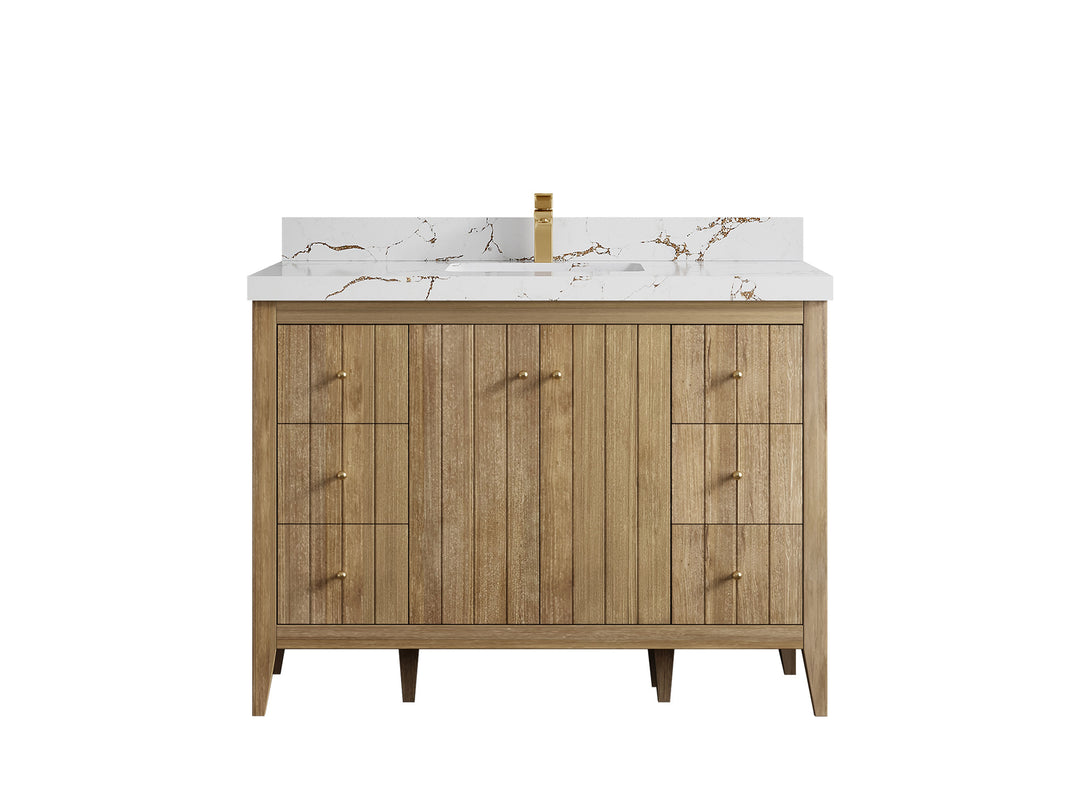 Atlanta Teak Wood 48 in. W x 22 in. D Single Sink Bathroom Vanity
