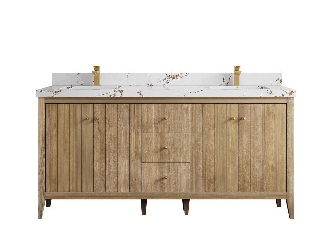 Atlanta Teak Wood 72 in. W x 22 in. D Double Sink Bathroom Vanity