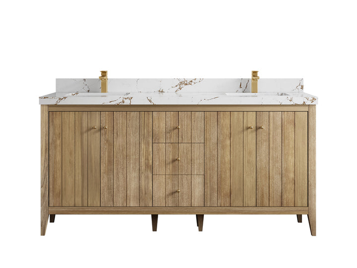 Atlanta Teak Wood 72 in. W x 22 in. D Double Sink Bathroom Vanity - photo 37