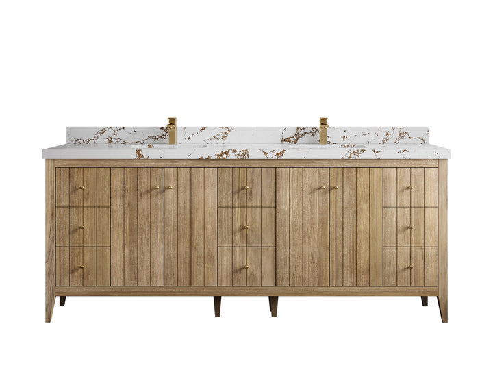 Atlanta Teak Wood 84 in. W x 22 in. D Double Sink Bathroom Vanity - photo 37