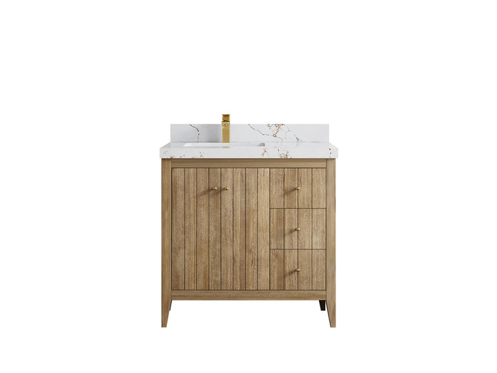 Atlanta Teak Wood 36 in. W x 22 in. D Left Offset Sink Bathroom Vanity - photo 39