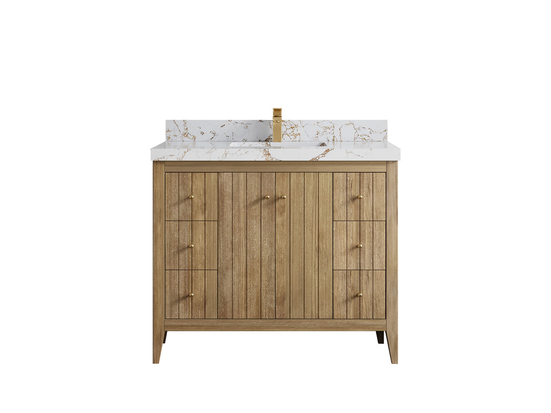 Atlanta Teak Wood 42 in. W x 22 in. D Single Sink Bathroom Vanity
