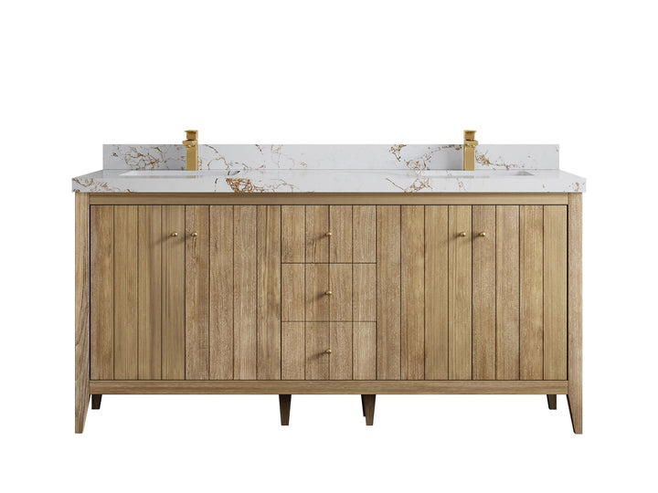 Atlanta Teak Wood 72 in. W x 22 in. D Double Sink Bathroom Vanity - photo 39