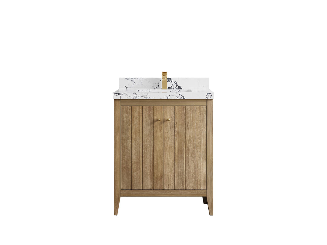 Atlanta Teak Wood 30 in. W x 22 in. D Single Sink Bathroom Vanity