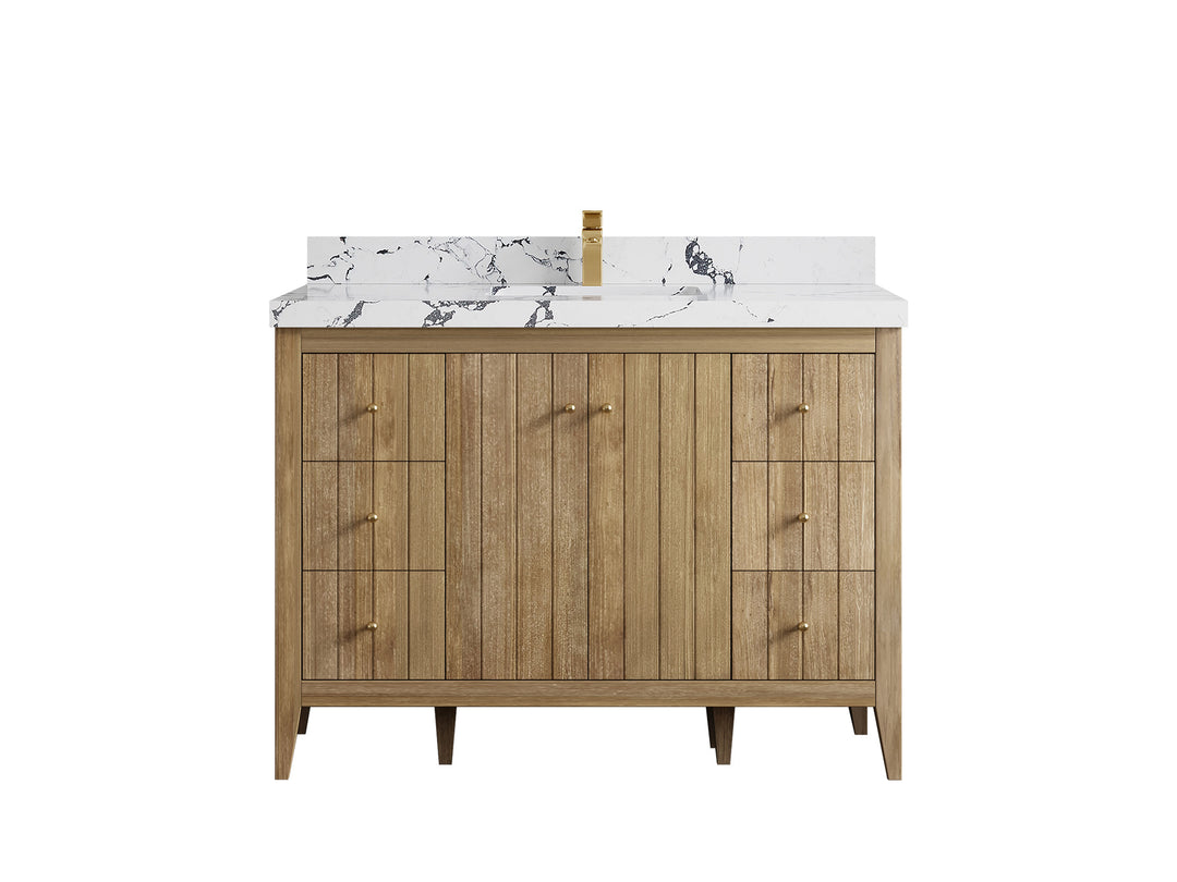 Atlanta Teak Wood 48 in. W x 22 in. D Single Sink Bathroom Vanity