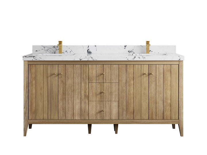 Atlanta Teak Wood 72 in. W x 22 in. D Double Sink Bathroom Vanity - photo 41