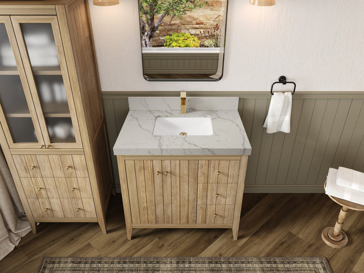 Atlanta Teak Wood 36 in. W x 22 in. D Center Sink Bathroom Vanity - photo 42