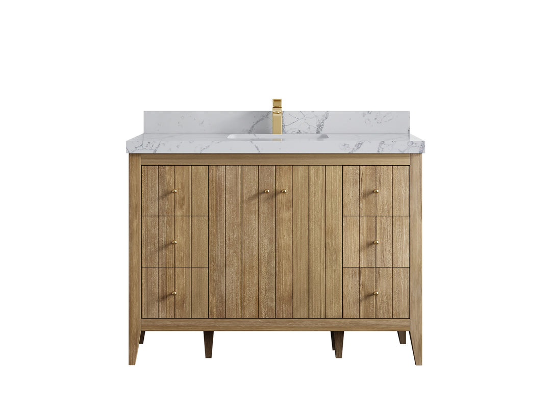 Atlanta Teak Wood 48 in. W x 22 in. D Single Sink Bathroom Vanity