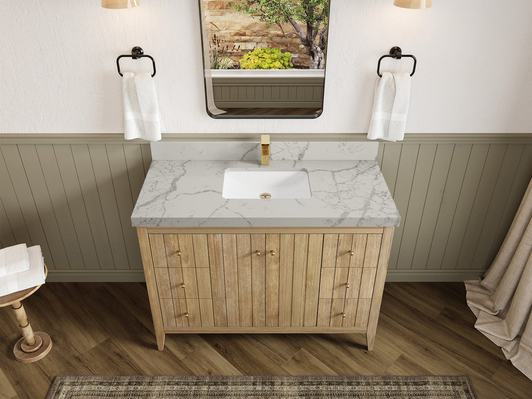 Atlanta Teak Wood 48 in. W x 22 in. D Single Sink Bathroom Vanity