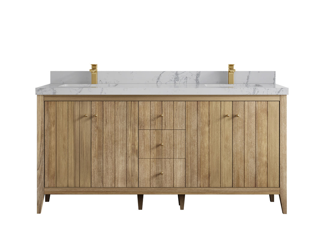 Atlanta Teak Wood 72 in. W x 22 in. D Double Sink Bathroom Vanity