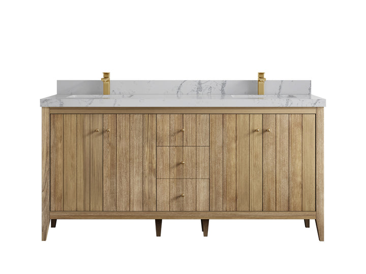 Atlanta Teak Wood 72 in. W x 22 in. D Double Sink Bathroom Vanity - photo 43