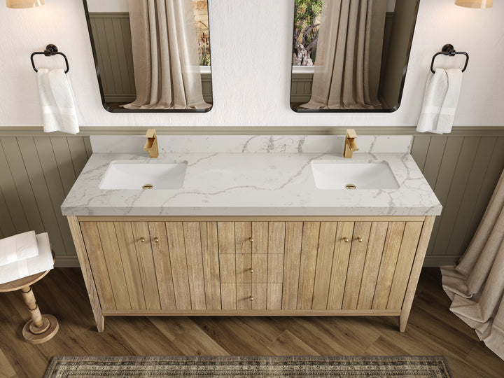 Atlanta Teak Wood 72 in. W x 22 in. D Double Sink Bathroom Vanity - photo 42