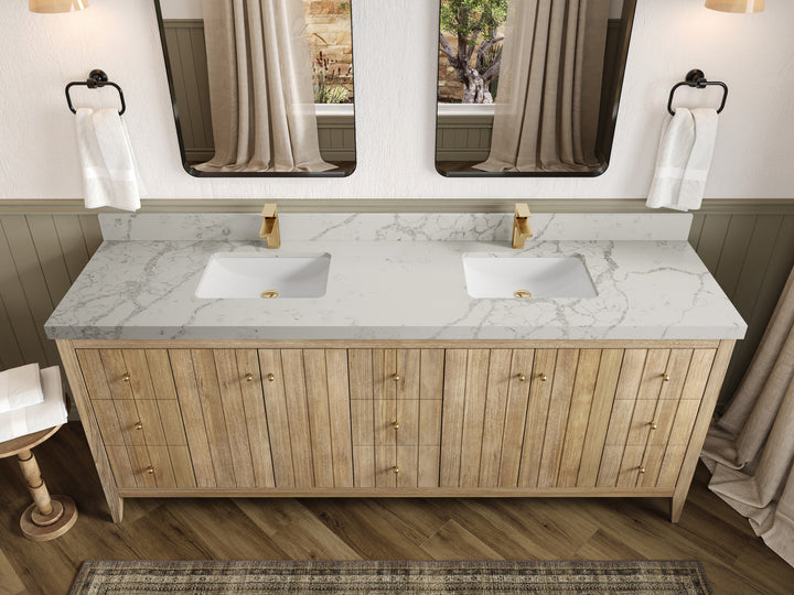 Atlanta Teak Wood 84 in. W x 22 in. D Double Sink Bathroom Vanity - photo 42