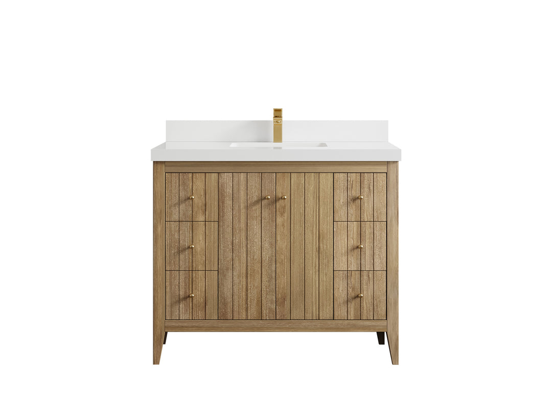 Atlanta Teak Wood 42 in. W x 22 in. D Single Sink Bathroom Vanity