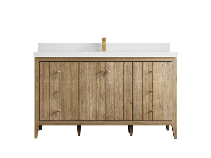 Atlanta Teak Wood 60 in. W x 22 in. D Single Sink Bathroom Vanity - photo 1
