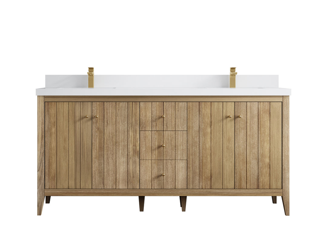 Atlanta Teak Wood 72 in. W x 22 in. D Double Sink Bathroom Vanity