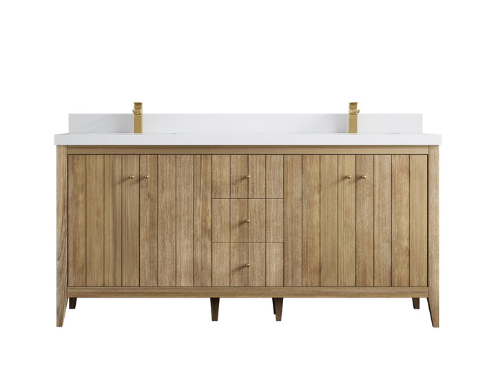 Atlanta Teak Wood 72 in. W x 22 in. D Double Sink Bathroom Vanity - photo 45
