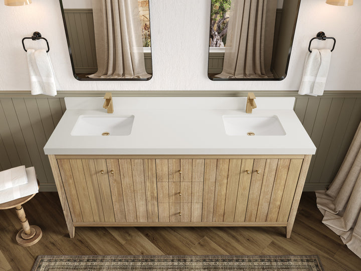 Atlanta Teak Wood 72 in. W x 22 in. D Double Sink Bathroom Vanity - photo 44
