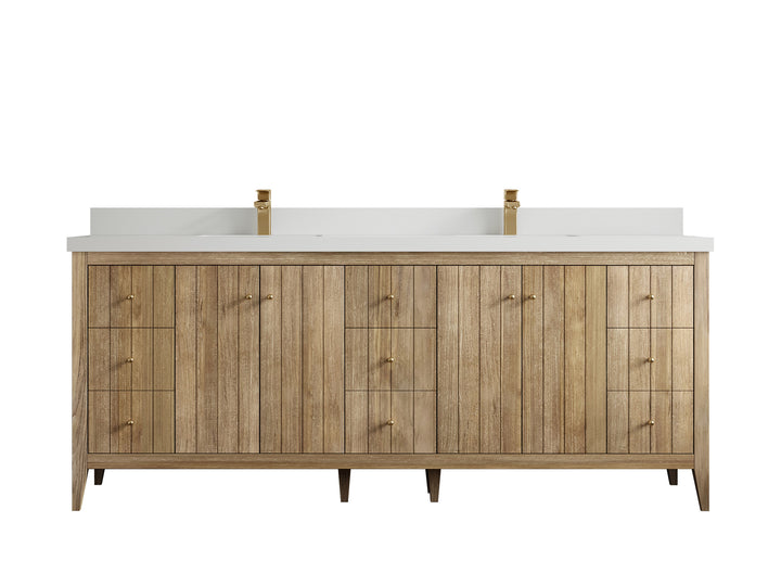 Atlanta Teak Wood 84 in. W x 22 in. D Double Sink Bathroom Vanity - photo 45