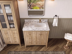 Atlanta Teak Wood 36 in. W x 22 in. D Right Offset Sink Bathroom Vanity - photo 42