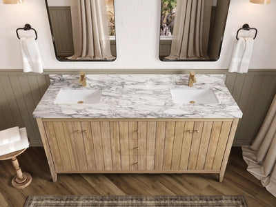 Atlanta Teak Wood 72 in. W x 22 in. D Double Sink Bathroom Vanity