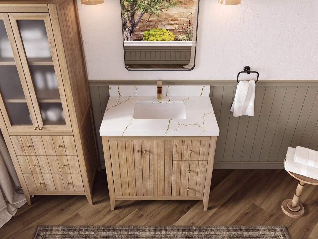Atlanta 36 in. W x 22 in. D Teak Wood Center Sink Bathroom Vanity | 
              
                Light Gray Washed
                
                  
             - ATL_TK_LGW_WHQZ_36CL - photo №51