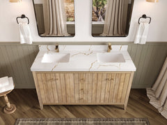 Atlanta Teak Wood 60 in. W x 22 in. D Double Sink Bathroom Vanity - photo 47