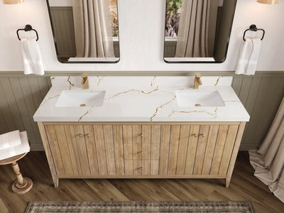 Atlanta Teak Wood 72 in. W x 22 in. D Double Sink Bathroom Vanity