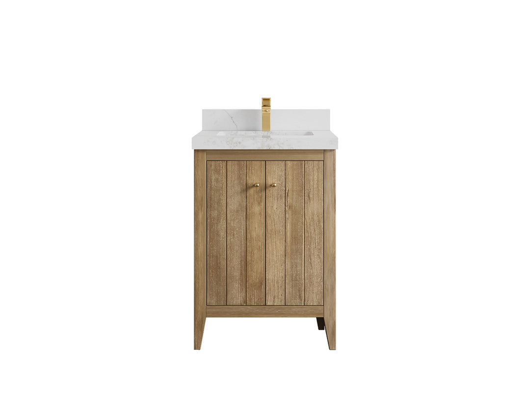 Atlanta Teak Wood 24 in. W x 22 in. D Single Sink Bathroom Vanity