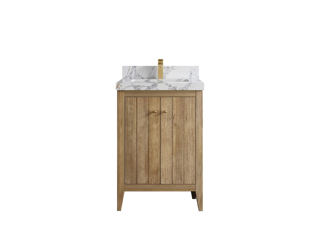 Atlanta Teak Wood 24 in. W x 22 in. D Single Sink Bathroom Vanity